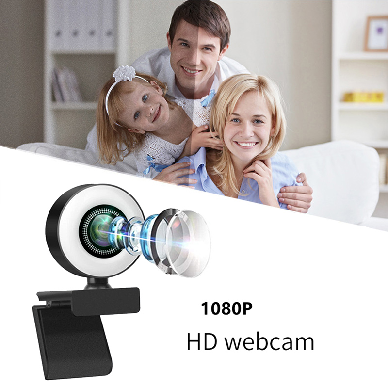 NBPOWER 1080P 60FPS Streaming Camera Webcam with Microphone and Fill RGB  Light,Autofocus,Work with Laptop/Desktop Computer/Winsdows/Mac OS/PC  Computer